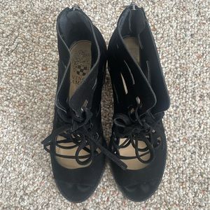 Lace up sandal black heels